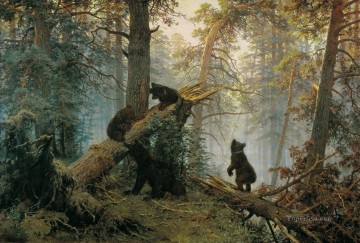  pine Painting - morning in a pine forest 1889 bears